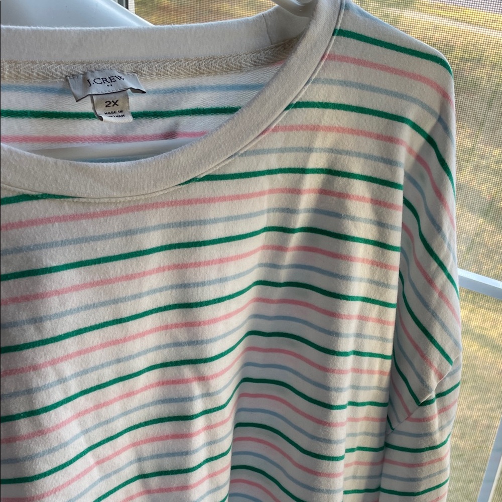 J. Crew Striped Sweatshirt - Green, Pink, White